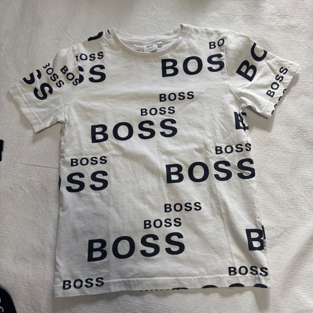 Boss Kids Black and White Logo Tees - Picture 4 of 6